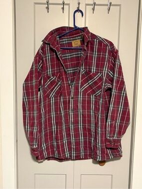 St. John's Bay Red Plaid Button-Front Casual Shirt
